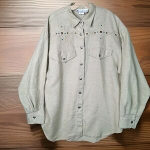 Womens VTG Western Shirt Embellished Oversized L